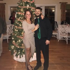 Nude color body con with slit & open back